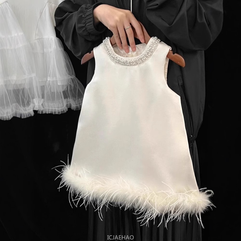 2025 New Girls Satin Feather P - Baby Clothing Accessories recension och pris