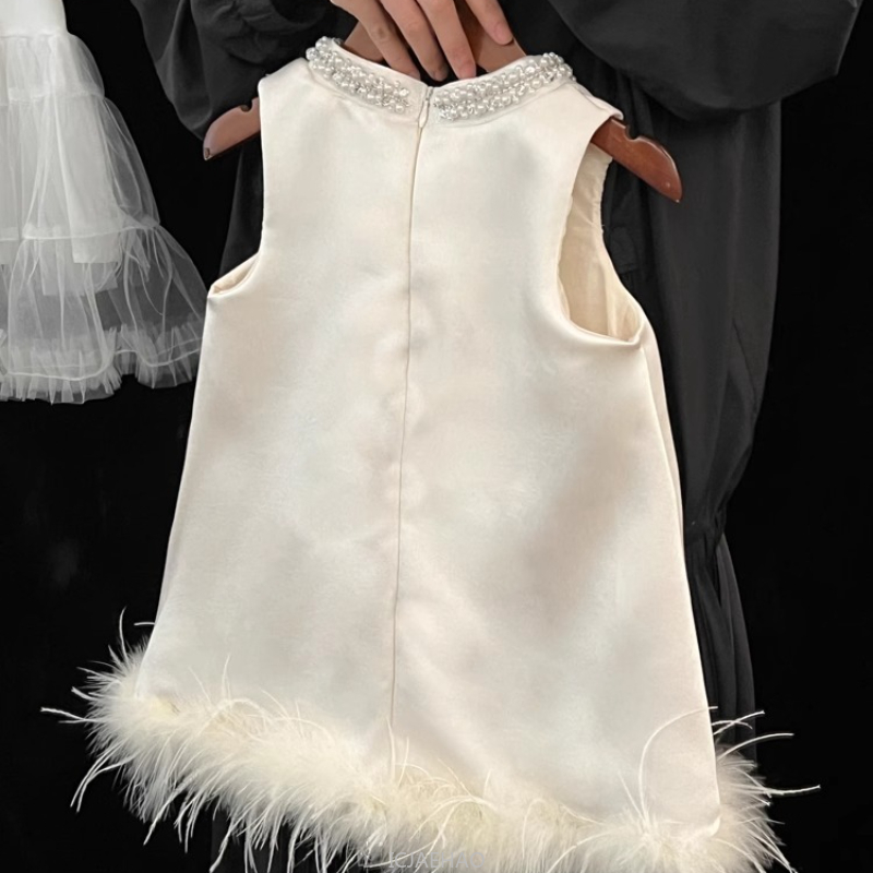 2025 New Girls Satin Feather P - Baby Clothing Accessories recension och pris